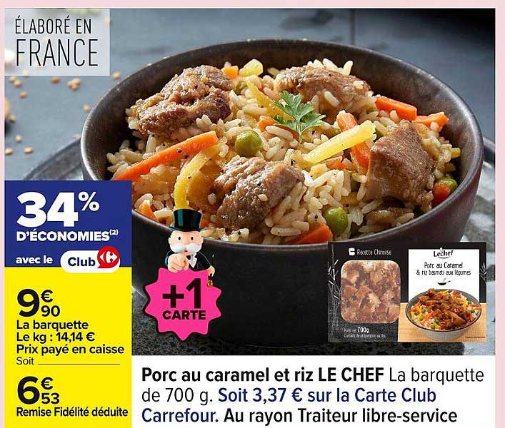 Porc au caramel et riz LE CHEF
