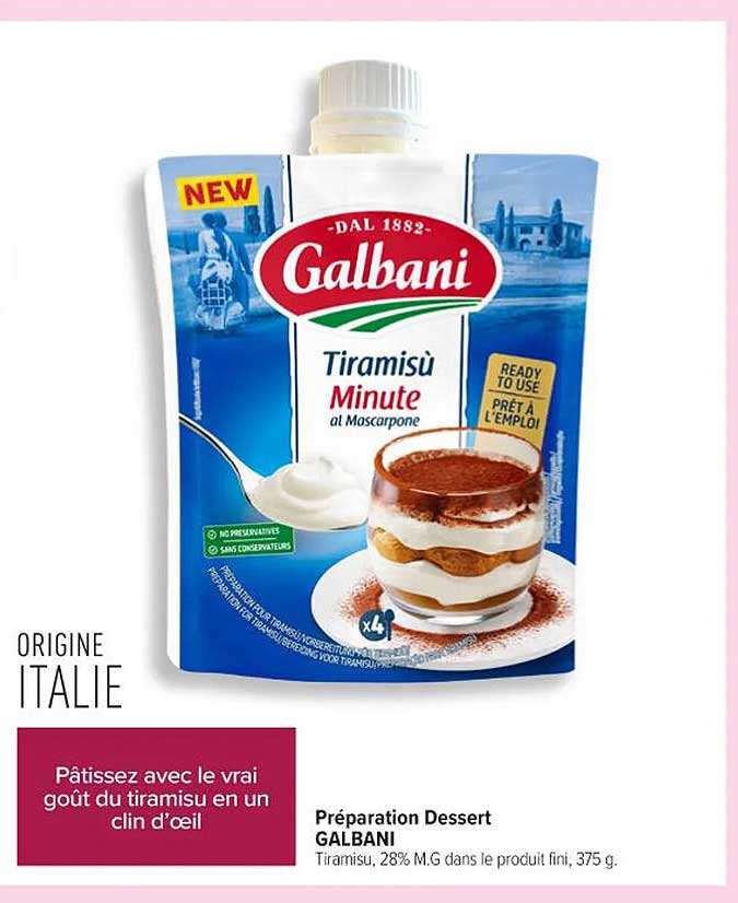Préparation Dessert GALBANI Tiramisu Minute