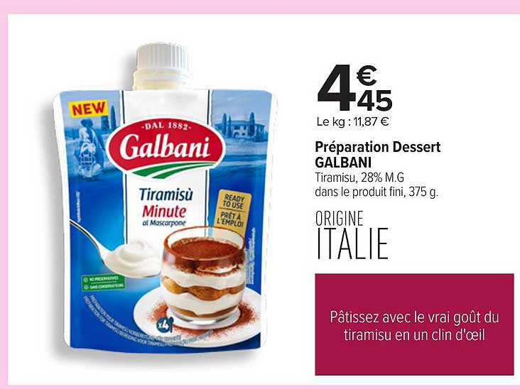 Préparation Dessert GALBANI Tiramisu Minute