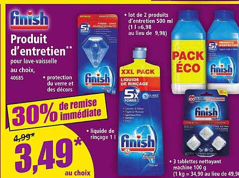 Produit d'entretien pour lave-vaisselle au choix