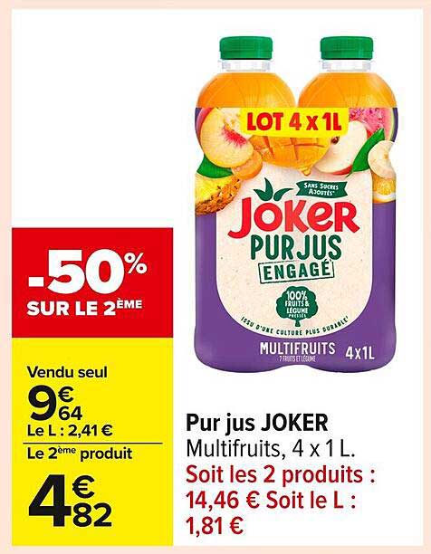 Pur jus JOKER Multifruits, 4 x 1 L.