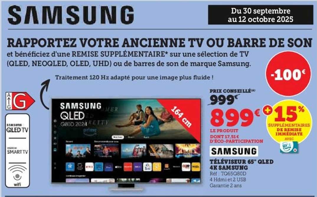 RAPPORTEZ VOTRE ANCIENNE TV OU BARRE DE SON
