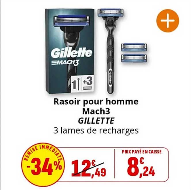 Rasoir pour homme Mach3 GILLETTE 3 lames de recharges