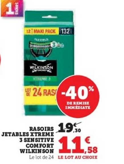 RASOIRS JETABLES XTREME 3 SENSITIVE COMFORT WILKINSON
