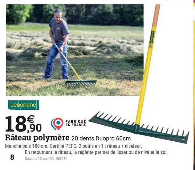 Râteau polymère 20 dents Duopro 60cm