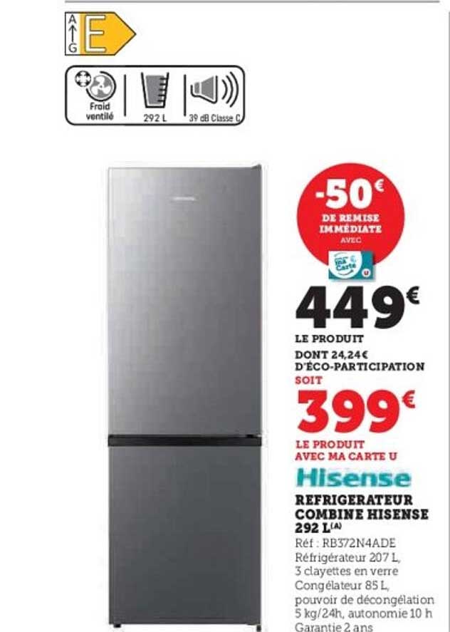 Réfrigérateur Combiné Hisense 292 L