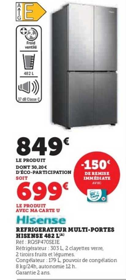 Réfrigérateur Multi-Portes Hisense 482 L