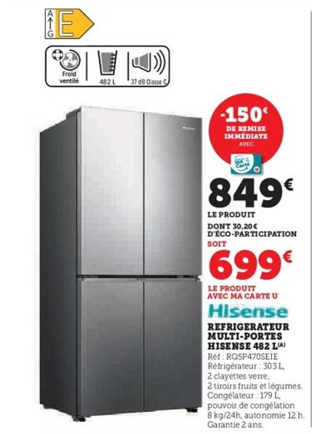 Réfrigérateur Multi-Portes Hisense 482 L