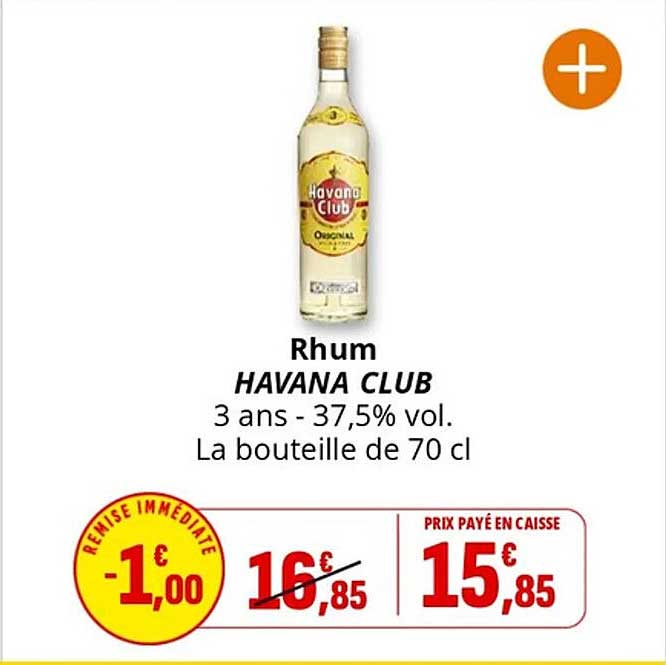 Rhum HAVANA CLUB 3 ans - 37,5% vol. La bouteille de 70 cl