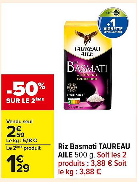 Riz Basmati TAUREAU AILE 500 g