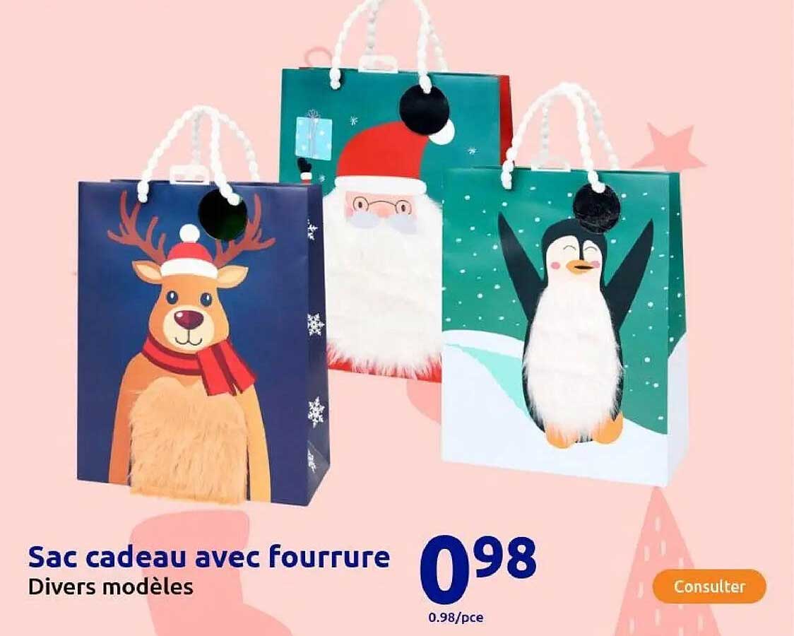 Sac cadeau avec fourrure