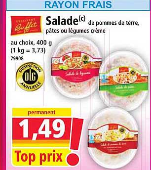 Salade(c) de pommes de terre, pâtes ou légumes crème