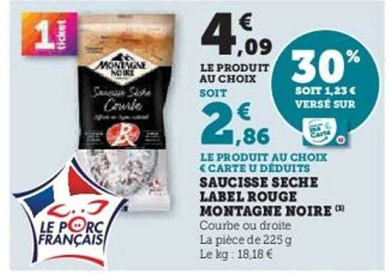 SAUCISSE SECHE LABEL ROUGE MONTAGNE NOIRE