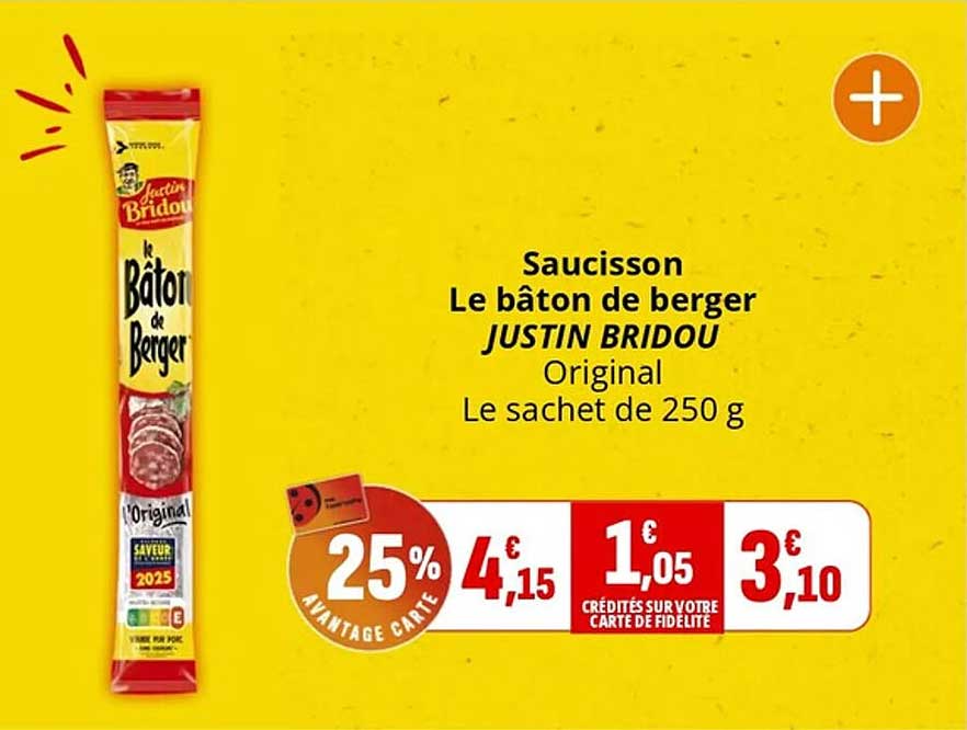 Saucisson Le bâton de berger JUSTIN BRIDOU