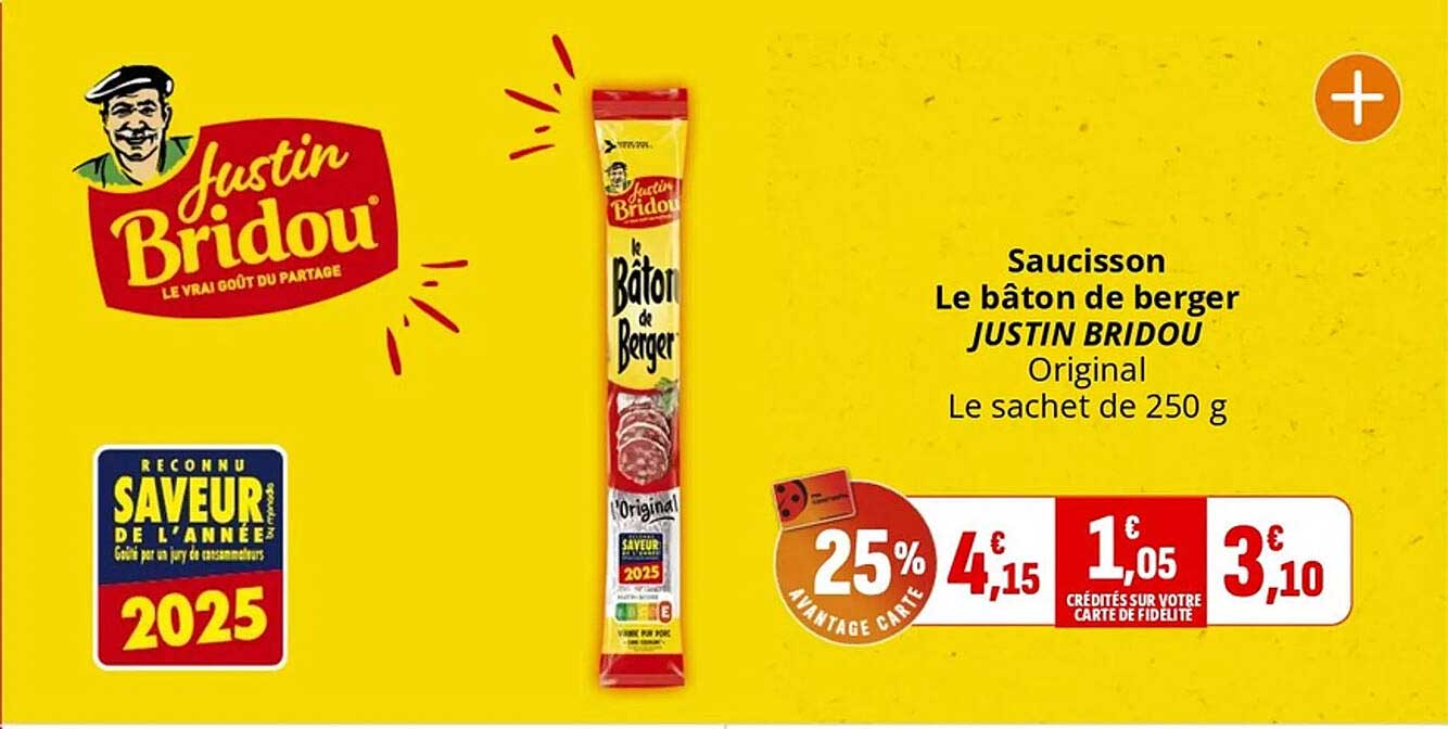 Saucisson Le bâton de berger JUSTIN BRIDOU