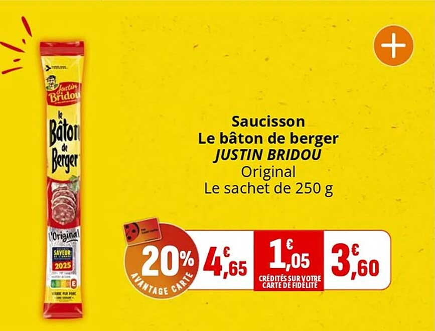 Saucisson Le bâton de berger JUSTIN BRIDOU