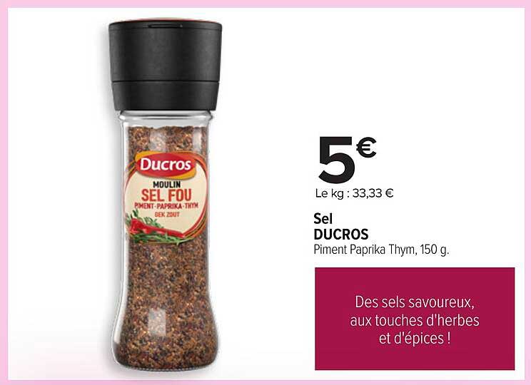 Sel DUCROS Moulin Sel Fou Piment Paprika Thym, 150 g