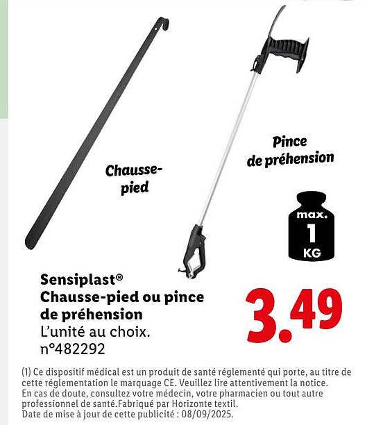 Sensiplast® Chausse-pied ou pince de préhension