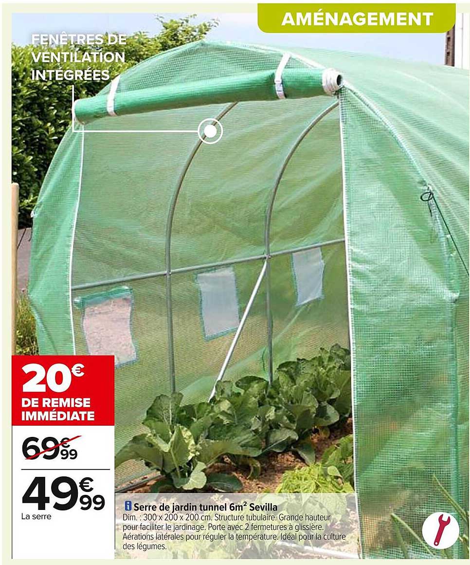 Serre de jardin tunnel 6m² Sevilla