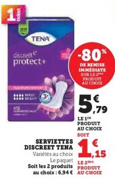 SERVIETTES DISCRET TENA