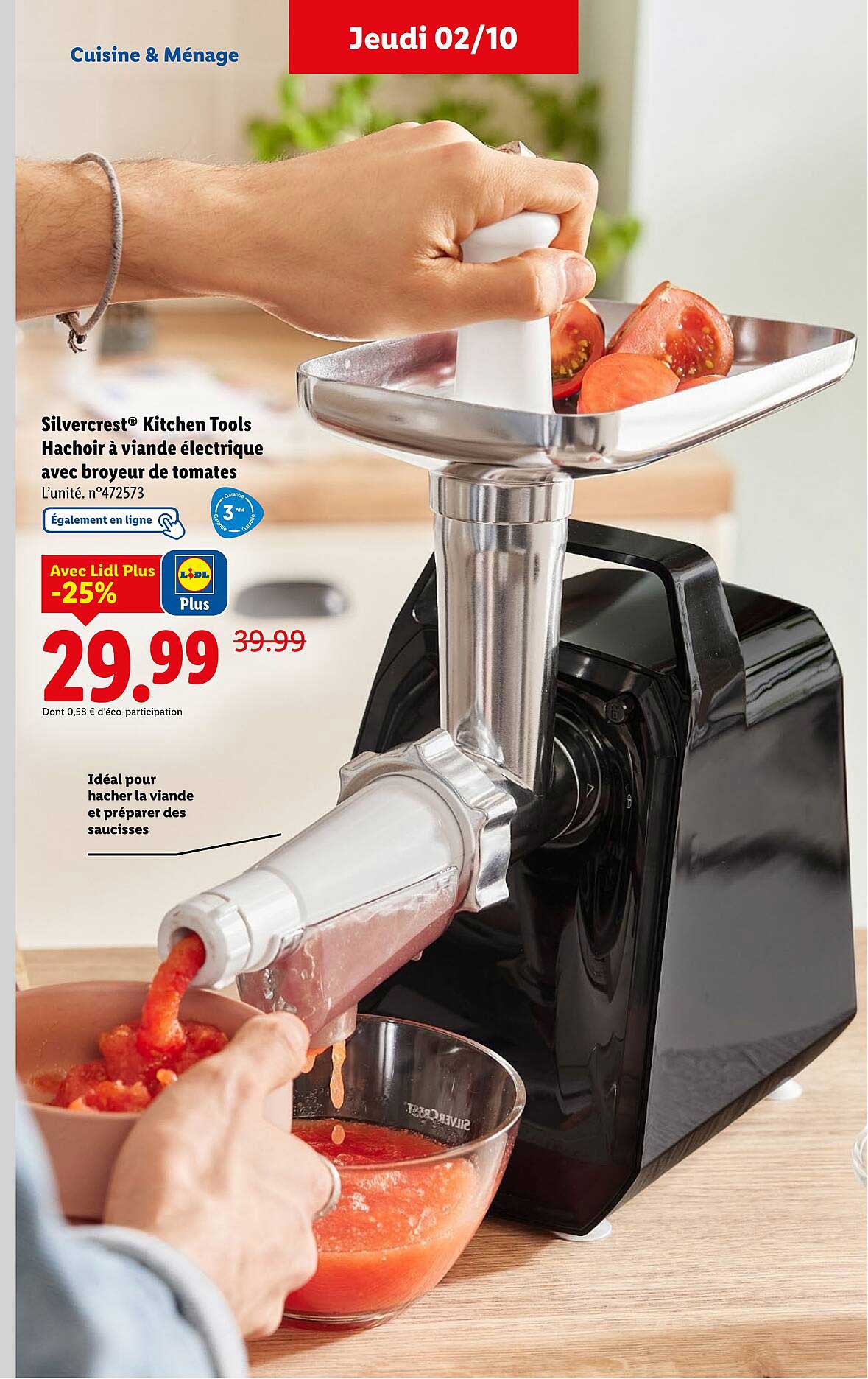 Silvercrest® Kitchen Tools Hachoir à viande électrique avec broyeur de tomates