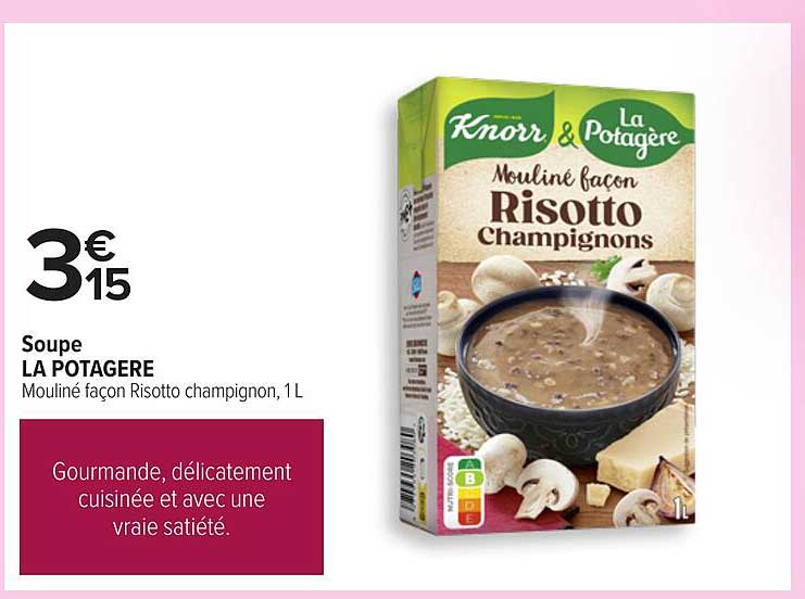 Soupe LA POTAGERE Mouliné façon Risotto champignon, 1L