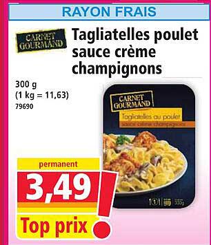 Tagliatelles poulet sauce crème champignons
