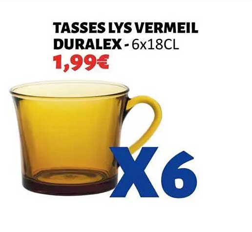 TASSES LYS VERMEIL DURALEX - 6x18CL