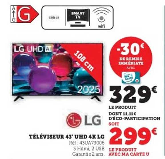 TÉLÉVISEUR 43' UHD 4K LG