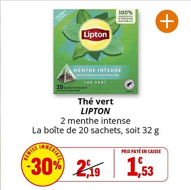 Thé vert LIPTON 2 menthe intense
