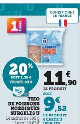 TRIO DE POISSONS NORDIQUES SURGELÉS U