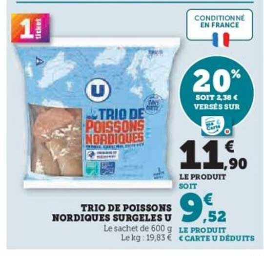 TRIO DE POISSONS NORDIQUES SURGELÉS U