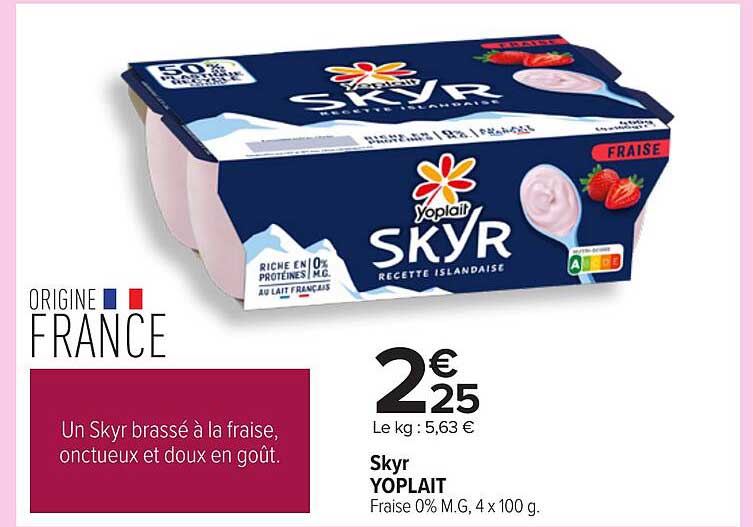 Un Skyr brassé à la fraise, onctueux et doux en goût.