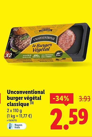 Unconventional burger végétal classique