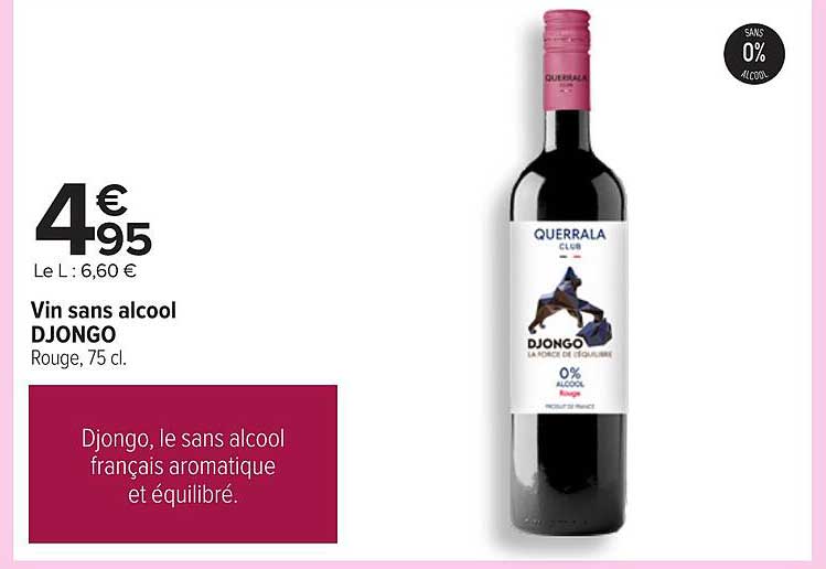 Vin sans alcool DJONGO Rouge, 75 cl.