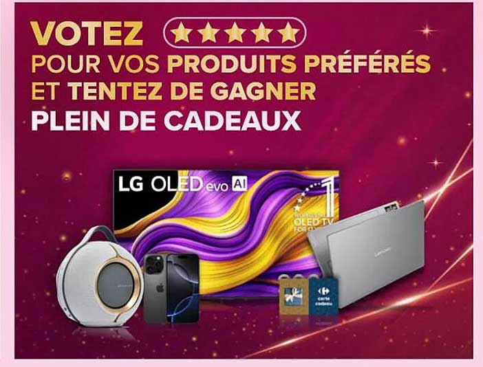 Votez pour vos produits préférés et tentez de gagner plein de cadeaux