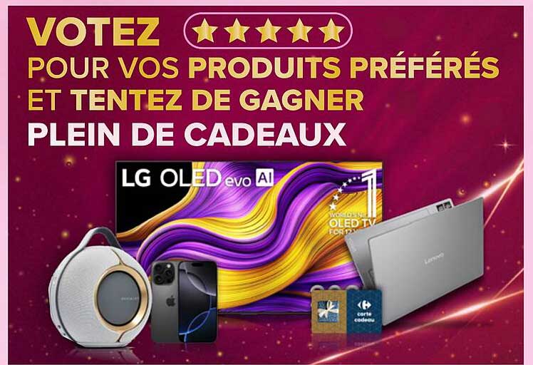 VOTEZ ⭐⭐⭐⭐⭐ POUR VOS PRODUITS PRÉFÉRÉS ET TENTEZ DE GAGNER PLEIN DE CADEAUX