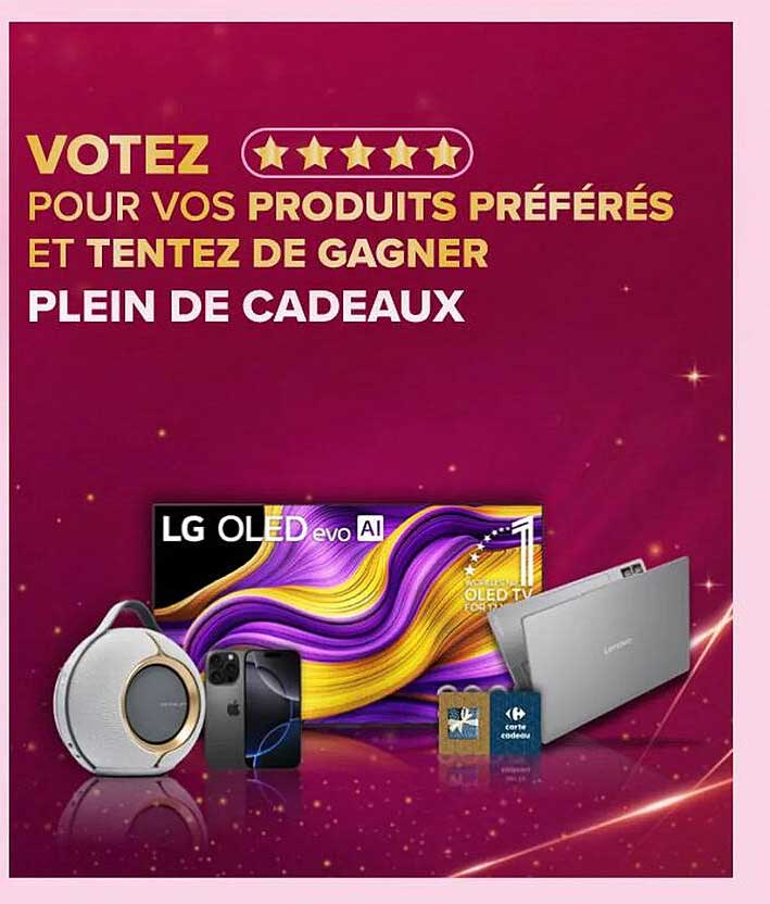 Votez pour vos produits préférés et tentez de gagner plein de cadeaux