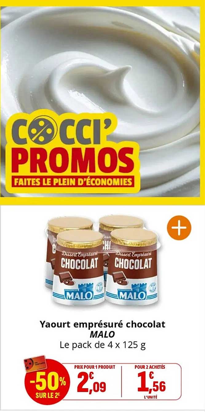 Yaourt emprésuré chocolat MALO