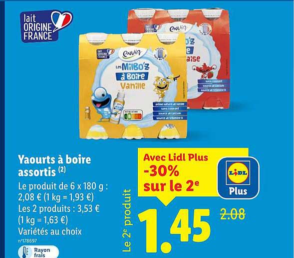 Yaourts à boire assortis