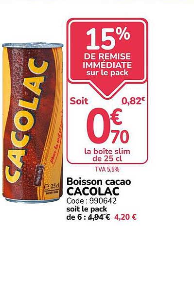 15% DE REMISE IMMEDIATE sur le pack