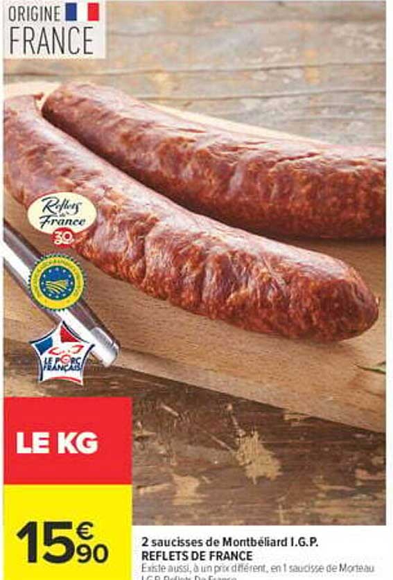 2 saucisses de Montbéliard I.G.P. REFLETS DE FRANCE