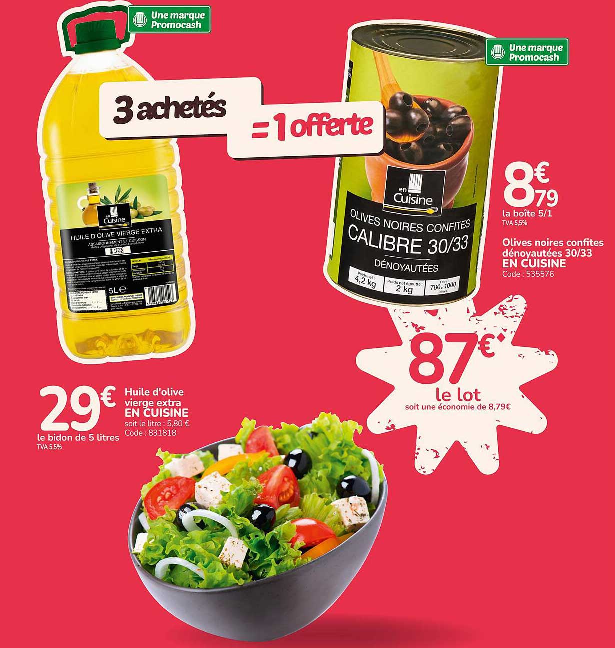 3 achetés = 1 offerte