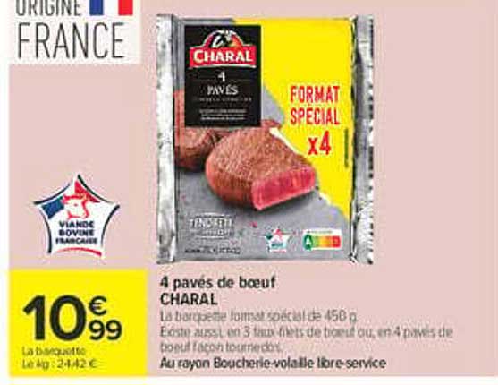 4 pavés de boeuf CHARAL