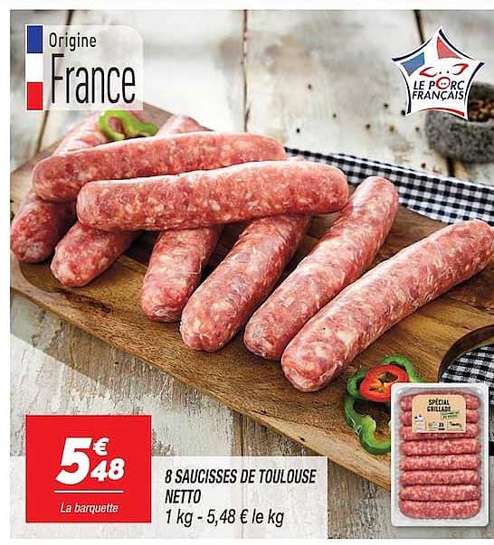8 SAUCISSES DE TOULOUSE NETTO