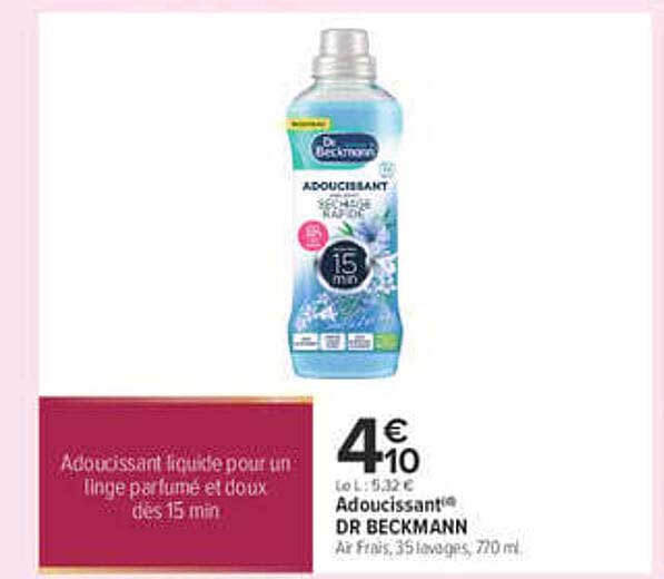 Adoucissant liquide pour un linge parfumé et doux dès 15 min