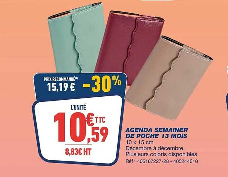 AGENDA SEMAINER DE POCHE 13 MOIS