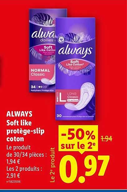 ALWAYS Soft like protège-slip coton