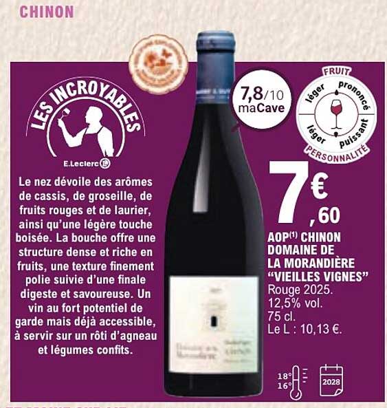 AOP CHINON DOMAINE DE LA MORANDIÈRE “VIEILLES VIGNES”