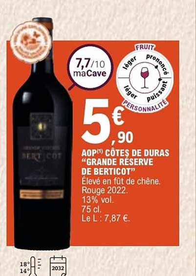 AOP CÔTES DE DURAS “GRANDE RÉSERVE DE BERTICOT”